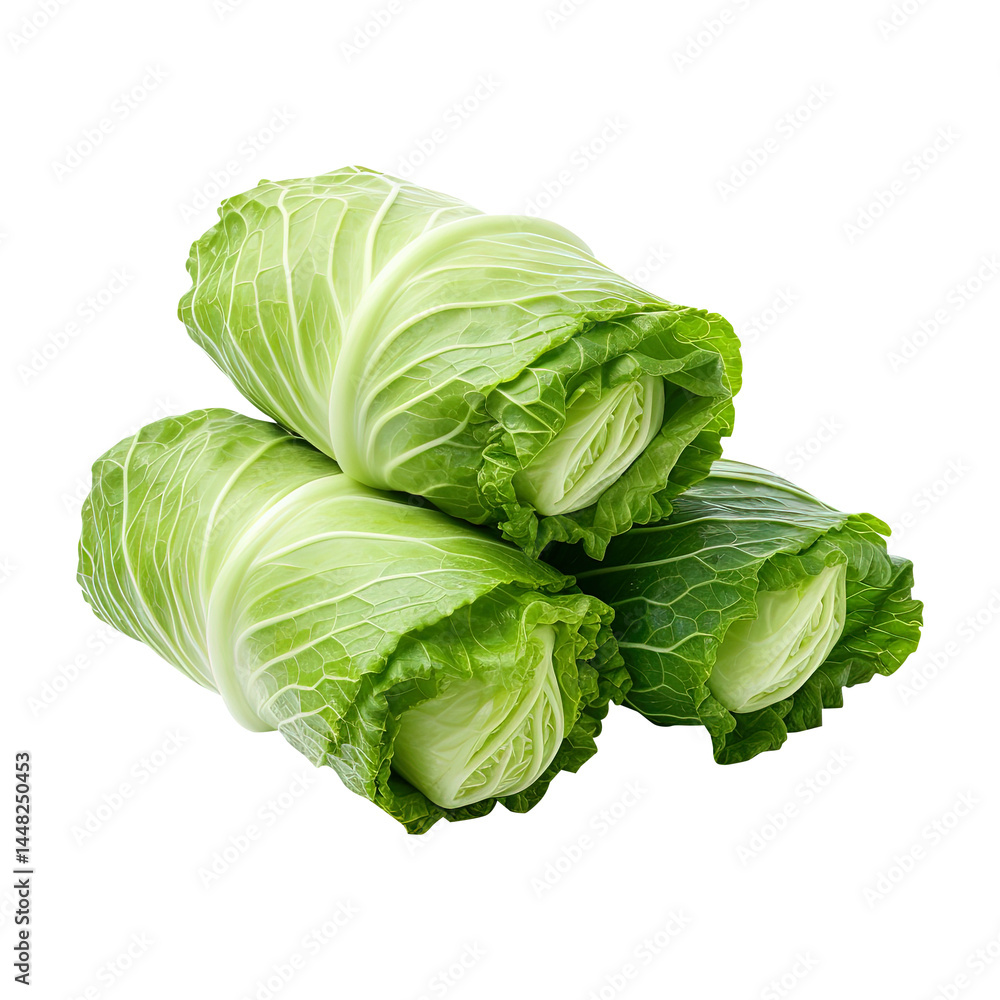 cabbage leaf roll isolated on transparent white background, clipping path