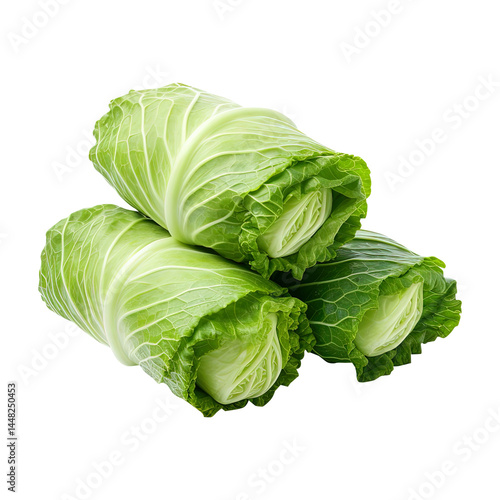 Obraz na płótnie cabbage leaf roll isolated on transparent white background, clipping path w salonie