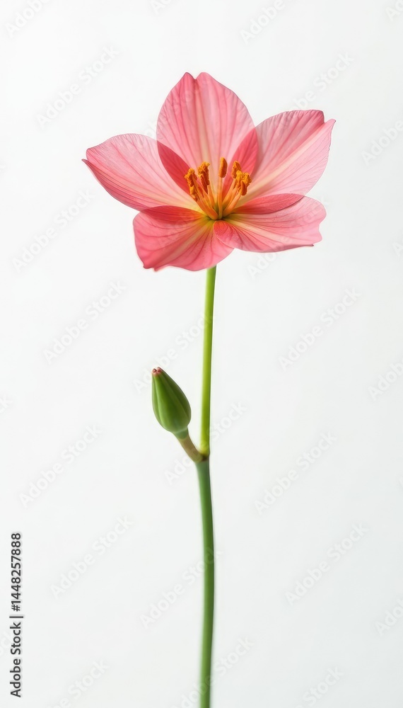 Small isolated flower against a plain white background, gentle, soft Small isolated flower against a plain white background, gentle, soft