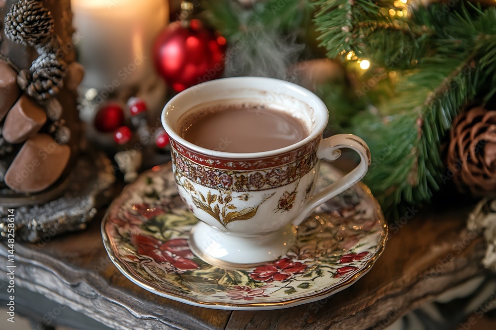 Hot Cocoa Christmas Decor Festive Drink Steam Cozy Winter Holiday Season Hot Cocoa Christmas Decor Festive Drink Steam Cozy Winter Holiday Season