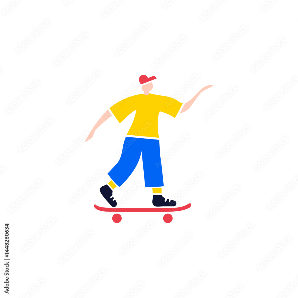 Obraz premium people playing skateboard vector illustration