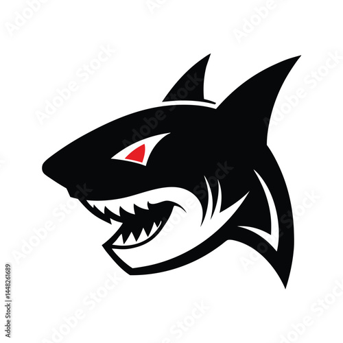 Foto Simple Shark Head Silhouette for Power and Fearlessness