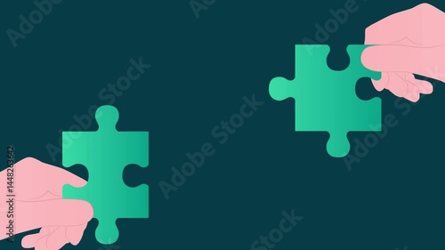 People put together a puzzle. Animation 2D