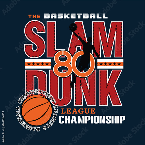 Athletic basketball vector typography design with bold sports lettering, dynamic layout, and motivational slogan words in a modern competitive style.
