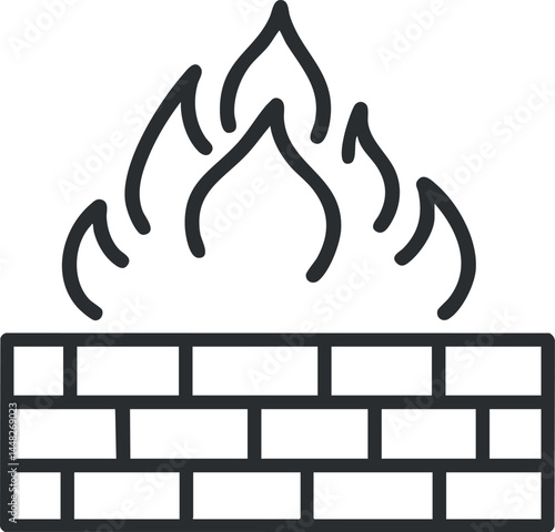 Line icon of a firewall symbolizing network security and protection against cyber threats