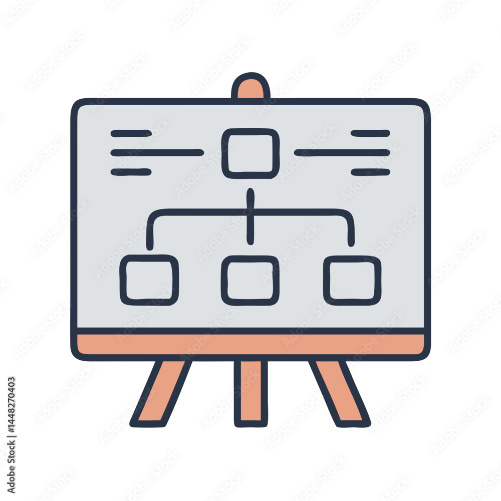 Flow Chart on Board Icon Representing Organizational Structure and Process Planning Flow Chart on Board Icon Representing Organizational Structure and Process Planning