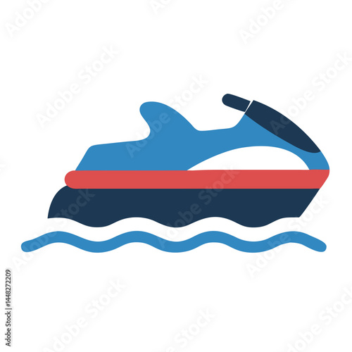 Jet Ski Icon Representing Water Sport Activity and Ocean Adventure
