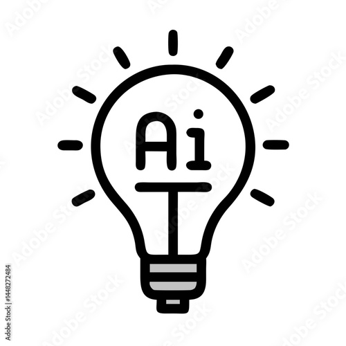 Lightbulb with AI Letters Representing Artificial Intelligence Innovation and Smart Ideas
