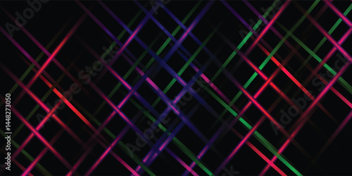 Neon light laser lines vector set isolated on black. Colorful abstract electric rays and fluorescent LED lights.