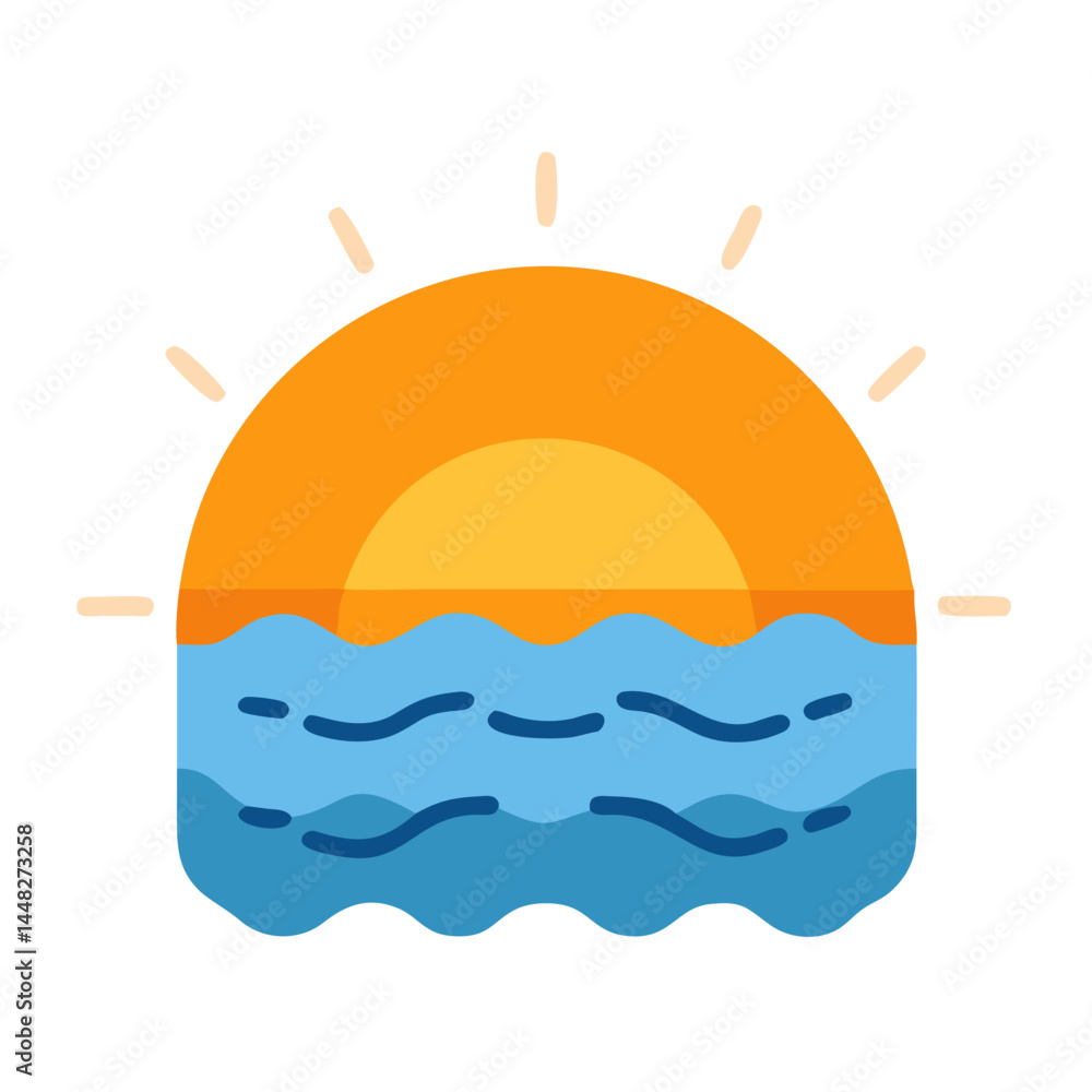 Ocean Sunset Icon Representing Tropical Dusk and Coastal Serenity Ocean Sunset Icon Representing Tropical Dusk and Coastal Serenity