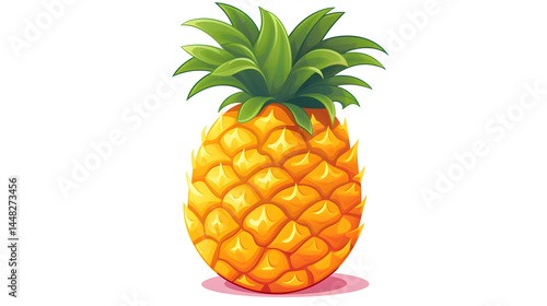 Colorful Cartoon Pineapple Fruit Icon Vector Illustration for Designs