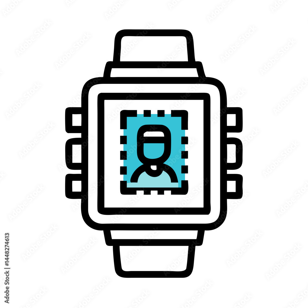 Fototapeta premium Smartwatch with Profile Display Representing Wearable User Identification Technology