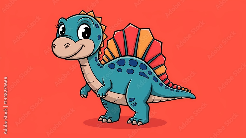 Obraz premium A friendly cartoon dinosaur with a cheerful expression, perfect for educational materials and playful designs
