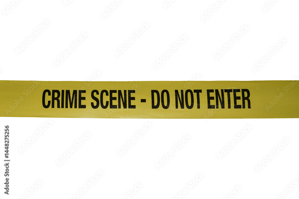 Yellow Crime Scene Do Not Cross Tape Isolated on Transparent Background