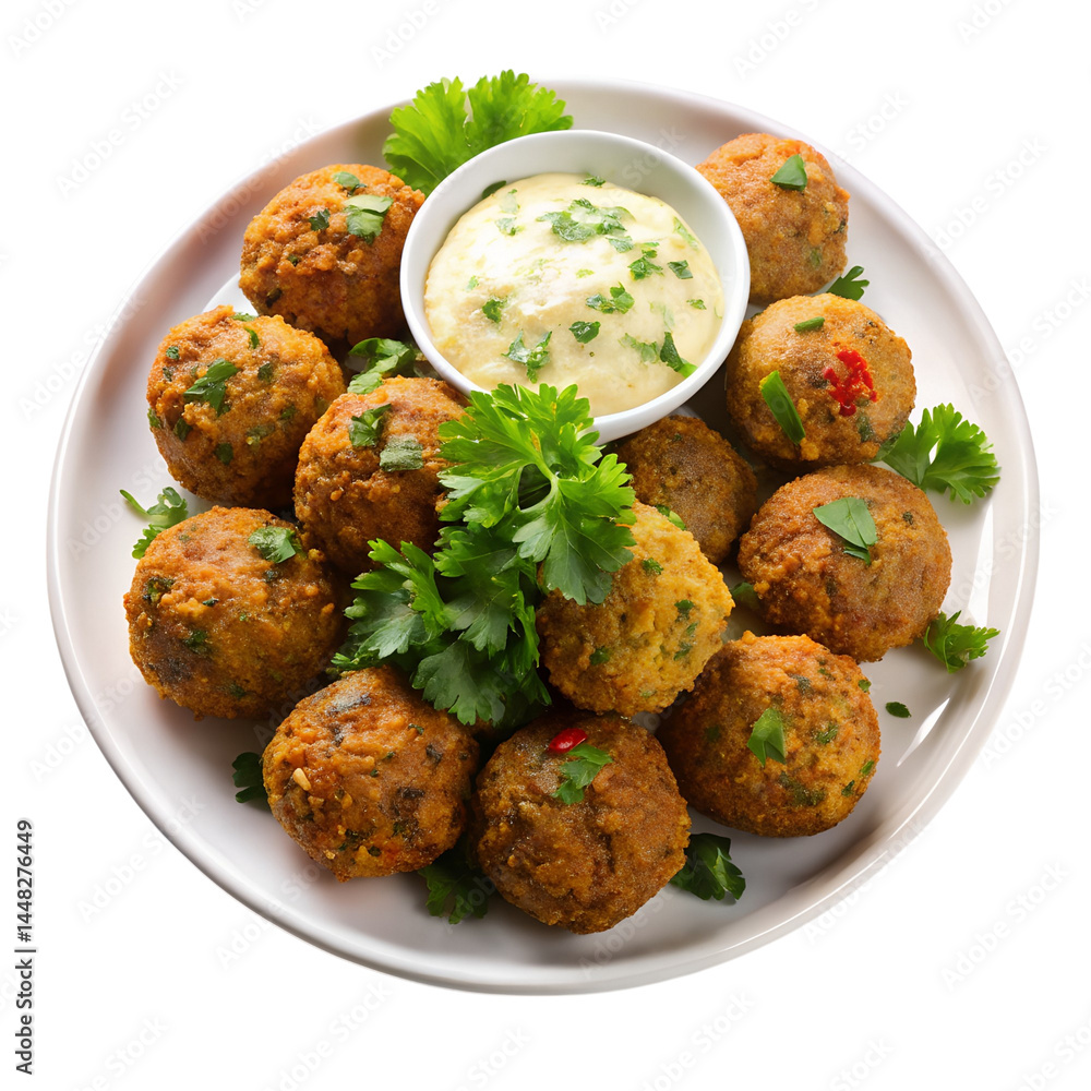 Falafel in the plate isolated on a transparent background. Falafel in the plate isolated on a transparent background.