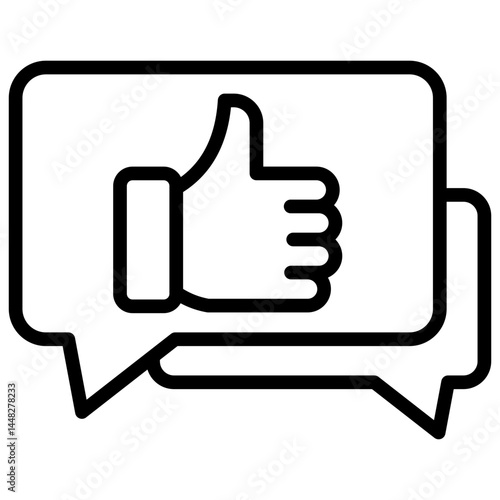 Feedback - Thumbs up in a speech bubble icon for social media interactions