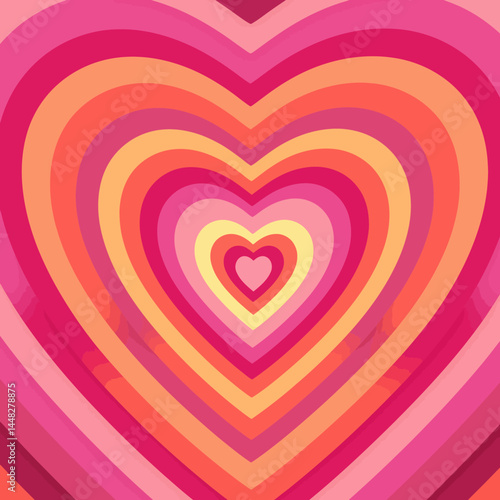 Abstract layered heart design with a vibrant and colorful gradient for love and romance concepts.