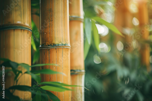 Bamboos resilient and flexible nature allows it to withstand powerful winds, creating a serene backdrop that beautifully balances strength and adaptability    