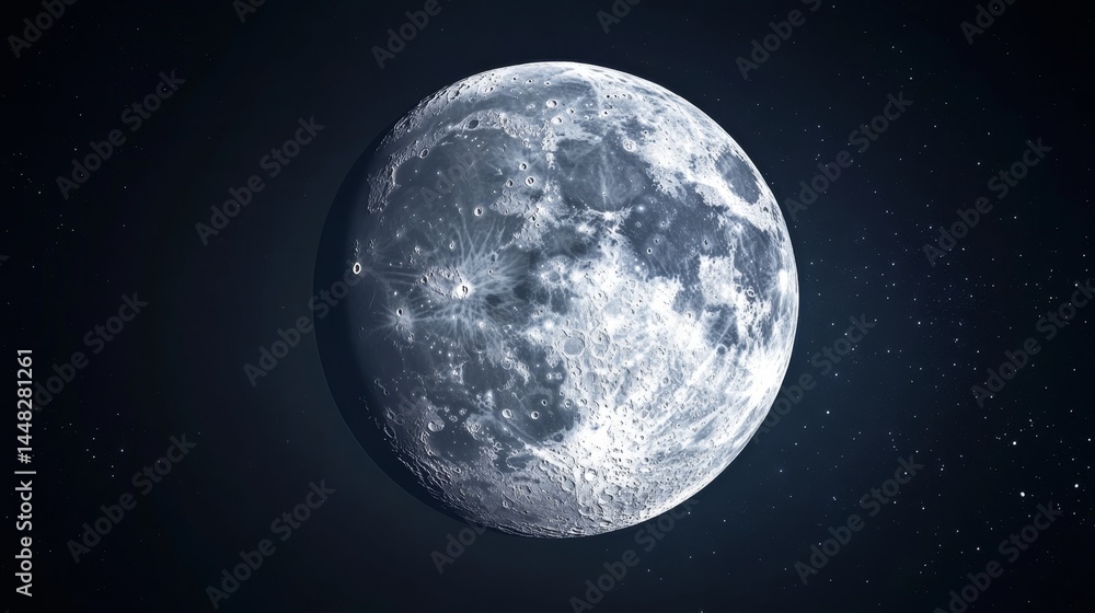 Obraz premium A clear night sky, focusing on the moon in its waxing or waning gibbous phase, with starlight scattered throughout.