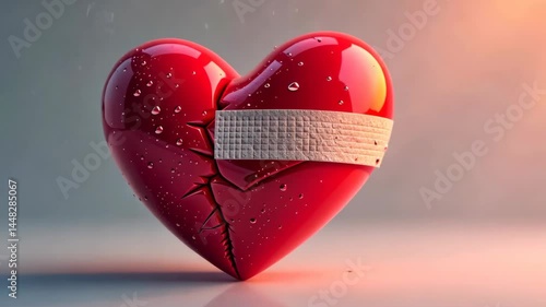 A Broken, Wet, and Taped Heart A Symbol of Sadness and Healing