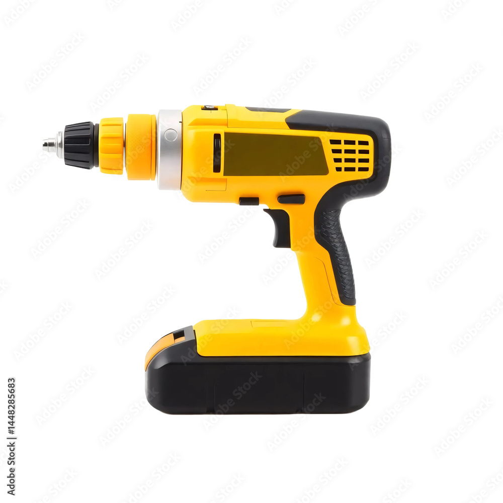 Yellow cordless drill isolated on transparent background Yellow cordless drill isolated on transparent background