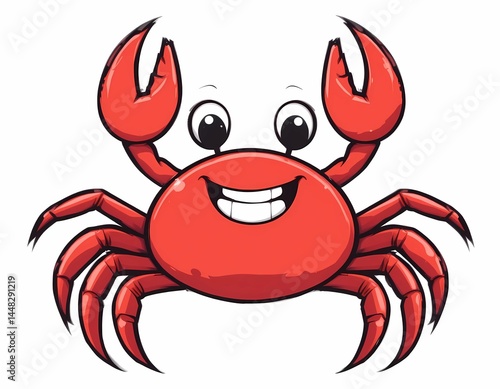 Flat vector illustration of a cartoon crab smiling