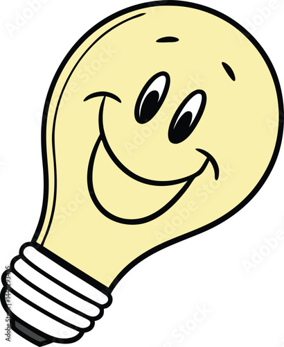 cartoon light bulb with smile
