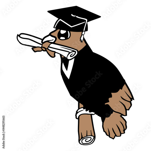 Pigeon Dove School Leaving Certificate College Fun Isolated Vector Graphic Design Illustration
