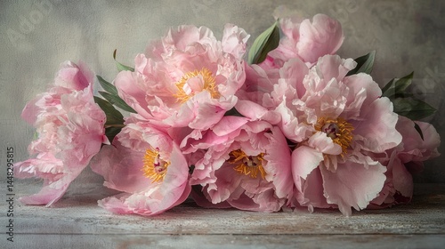 Fototapeta Naklejka Na Ścianę i Meble -  A bundle of pink peonies with soft petals.