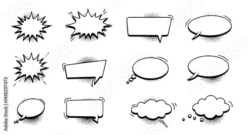 Comic Book Speech Bubbles Pop Art Blank Dialog Boxes Vector Illustration