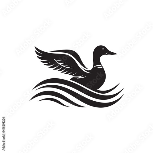duck vector silhouette clip art logo illustration