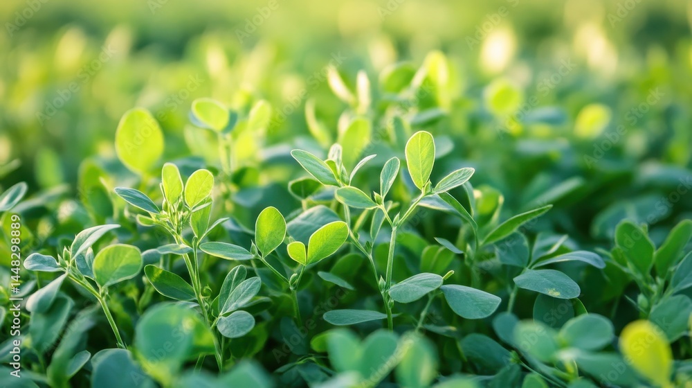 Obraz premium Lush Green Plant Growth with Fresh Leaves in Natural Sunlight