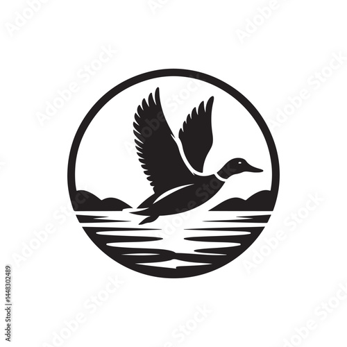 duck vector silhouette clip art logo illustration