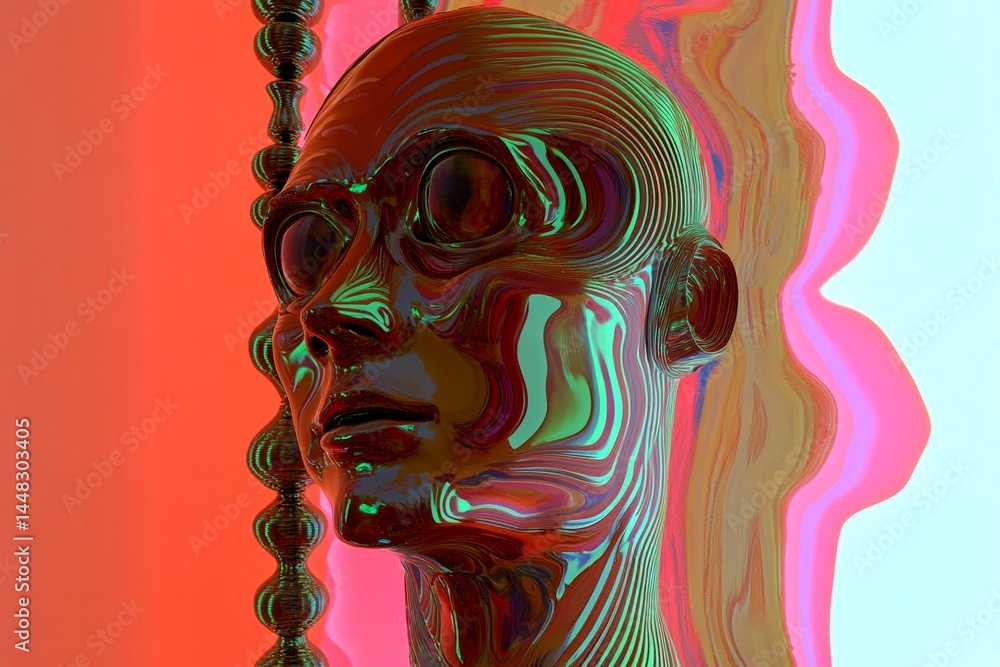 Mysterious vision. Hallucination - due to electrolyte imbalance: abstract image of health condition. Psychotic episode. Metaphorical electrolyte imbalance physical senses, of a mental illusion.