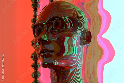 Mysterious vision. Hallucination - due to electrolyte imbalance: abstract image of health condition. Psychotic episode. Metaphorical electrolyte imbalance physical senses, of a mental illusion.