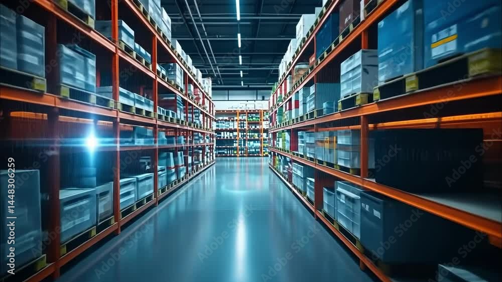 Exploring a modern warehouse filled with technology and efficiency in an automated environment Exploring a modern warehouse filled with technology and efficiency in an automated environment