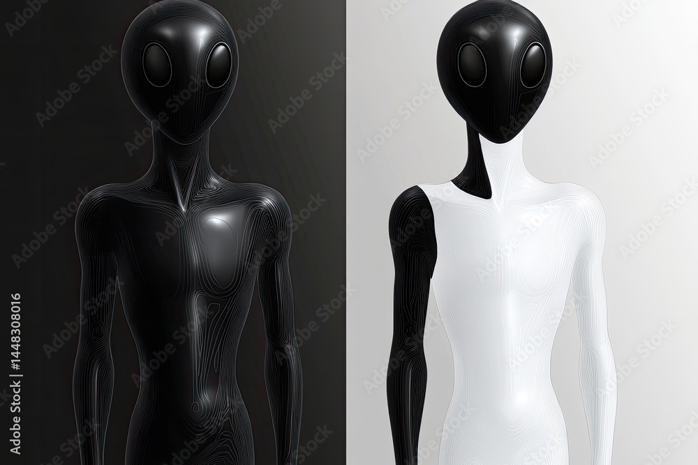 Obraz premium Alien figures, black and white