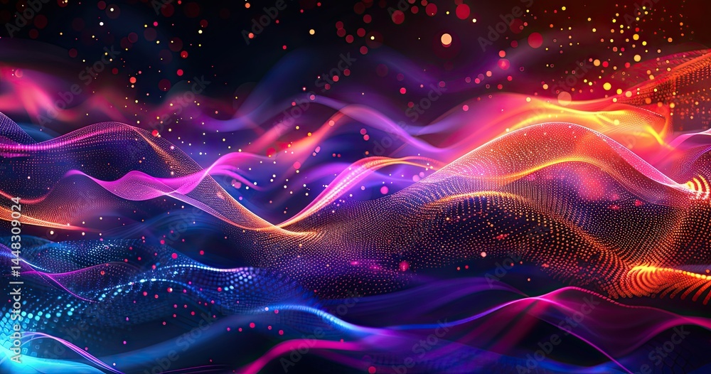 Fototapeta premium Abstract waves of vibrant colors and light create a dynamic visual experience.