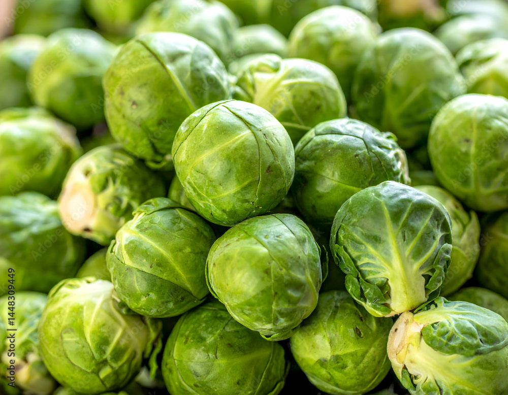 Close Up Of Fresh Brussels Sprouts Close Up Of Fresh Brussels Sprouts