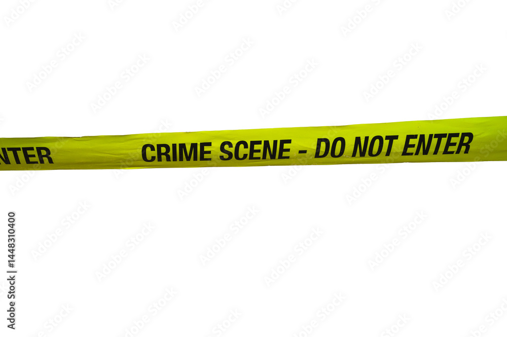 Yellow Crime Scene Do Not Cross Tape Isolated on a white background