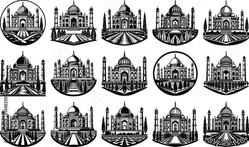 taj mahal silhouette set