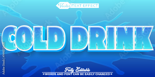 Cartoon Cold Drink Vector Editable Text Effect Template