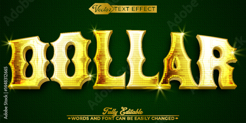 Bright Golden Dollar Vector Editable Text Effect Template