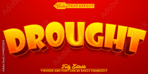Cartoon Orange Drought Vector Editable Text Effect Template