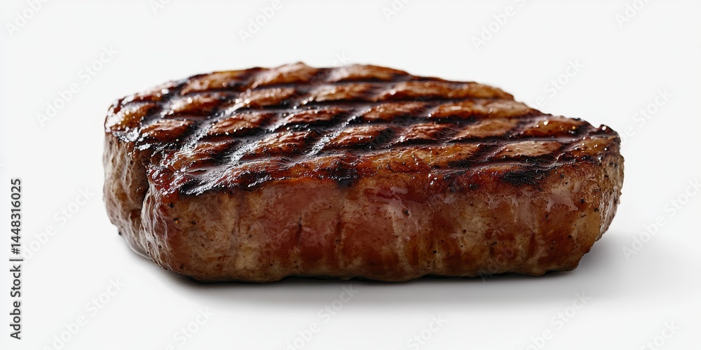 A mouthwatering gourmet burger patty cooked to perfection and ready to be served on a bun with your choice of condiments.