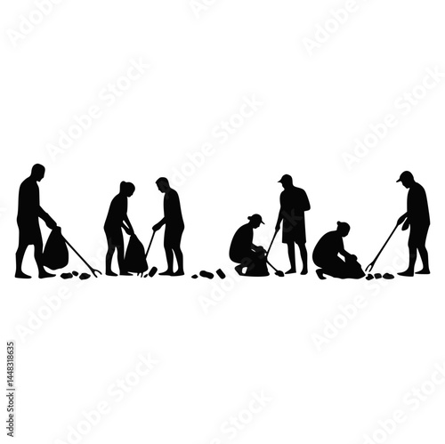 People Cleaning Beach for World Oceans Day Awareness