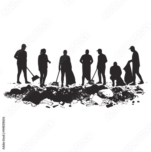 People Cleaning Beach for World Oceans Day Awareness