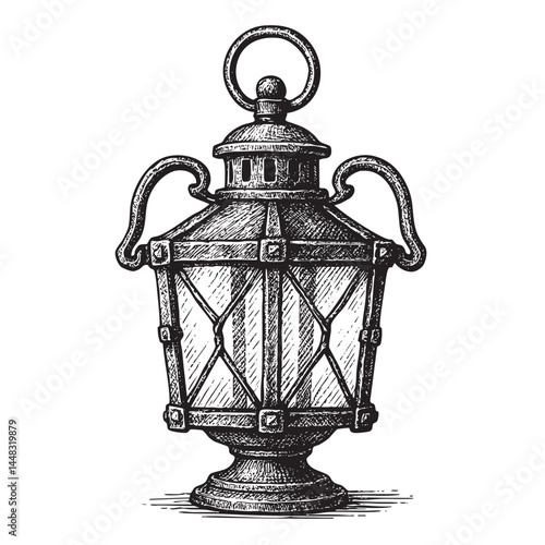 iron nail woodcut engraving vector illustration