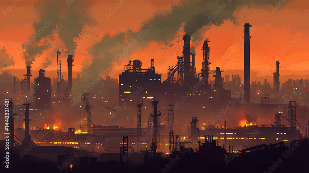 Industrial factory sunset Industrial factory sunset