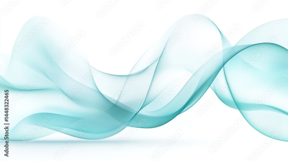 Abstract design of flowing, translucent teal ribbons on a white background. Abstract design of flowing, translucent teal ribbons on a white background.